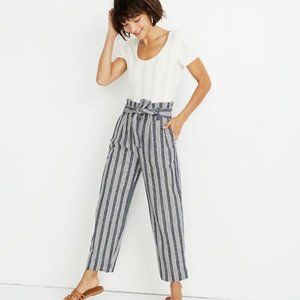 Madewell Blue and White Striped Paperbag Waist Pants